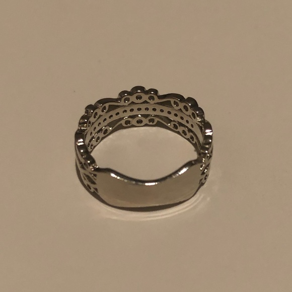 925 Silver Round Cut White Sapphire Ring Size 6 - Picture 4 of 8